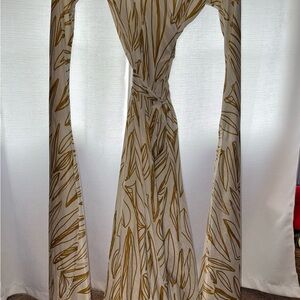 Diarrablu Cream Maxi Dress with Gold Abstract Print